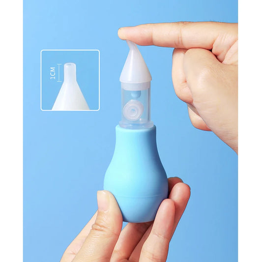 Manual baby nasal aspirator with soft silicone tip, view 2
