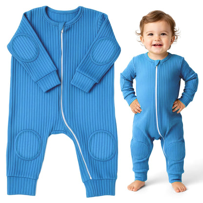 NurtureNauts lightweight rayon blend padded baby romper in Sky Blue