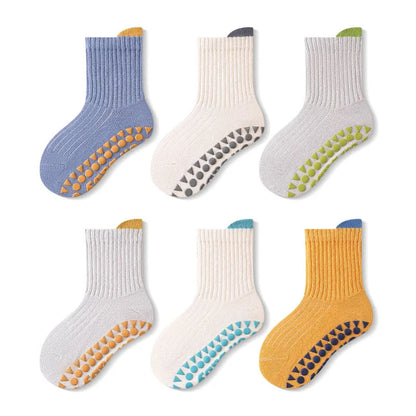 3-Pack Kids Non-Slip Breathable Cotton Floor Socks