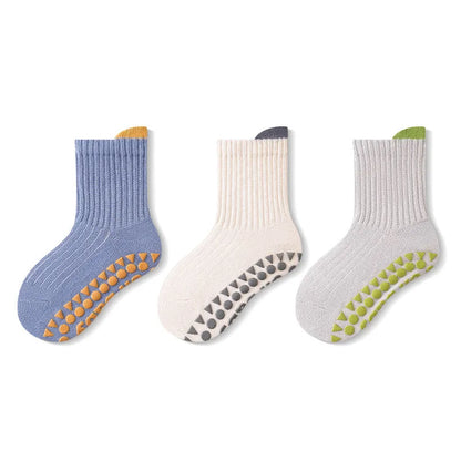 3-Pack Kids Non-Slip Breathable Cotton Floor Socks