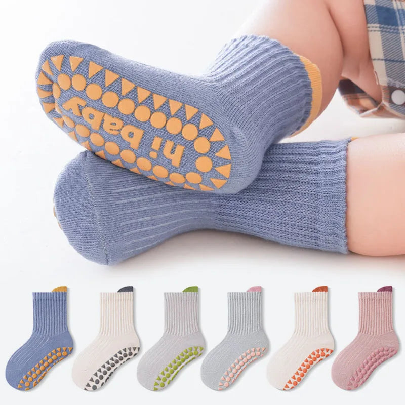 3-Pack Kids Non-Slip Breathable Cotton Floor Socks, view 2