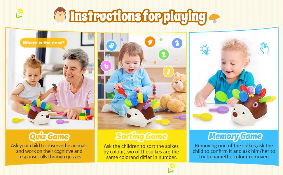 Montessori Sensory Hedgehog Toy — Fine Motor Skills for Ages 1–4
