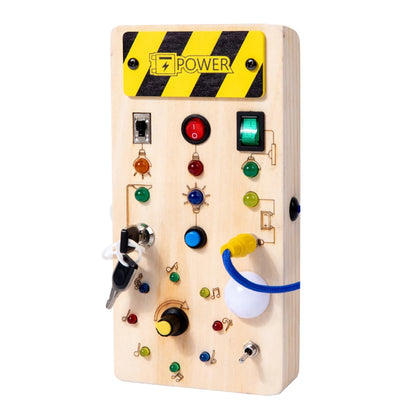 Wooden Montessori Busy Board with LED Light Switches