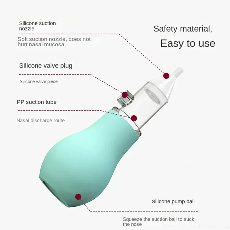 Manual baby nasal aspirator with soft silicone tip, view 3