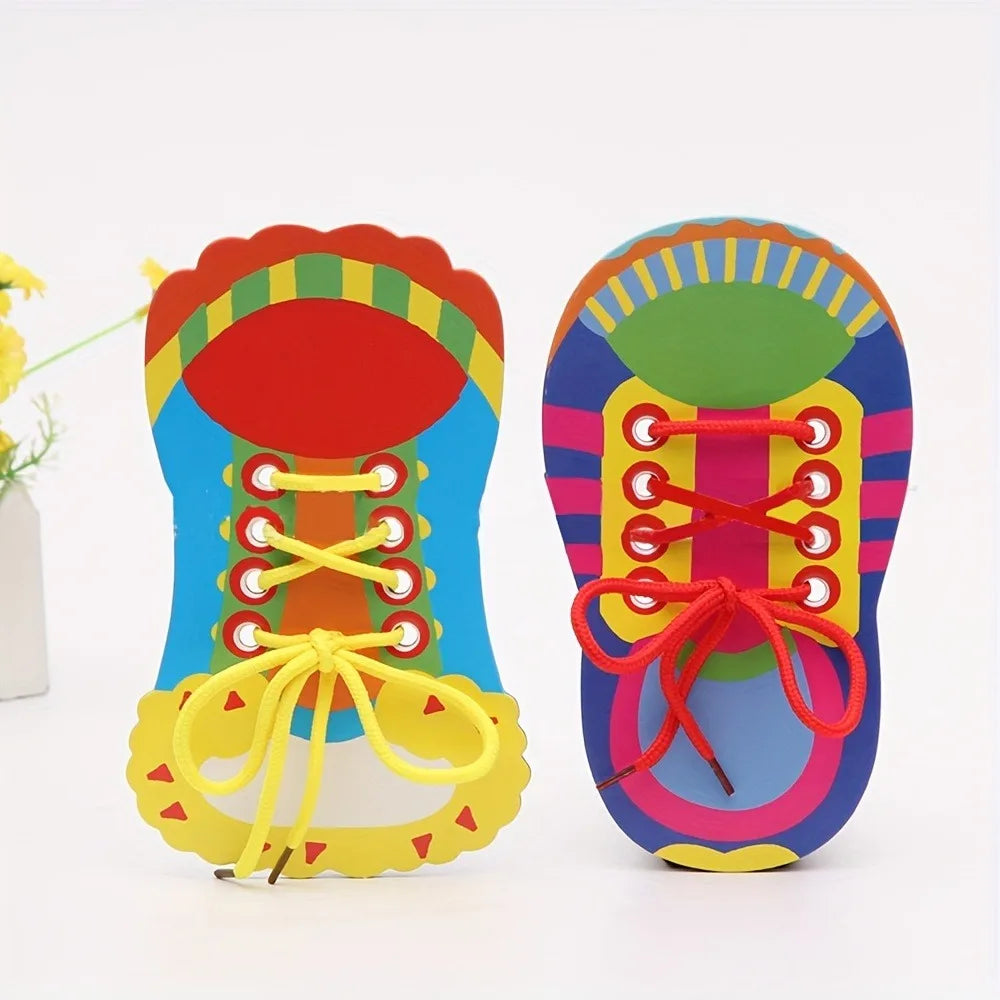 Tie-It Practice Board with colorful shoe-shaped lacing boards