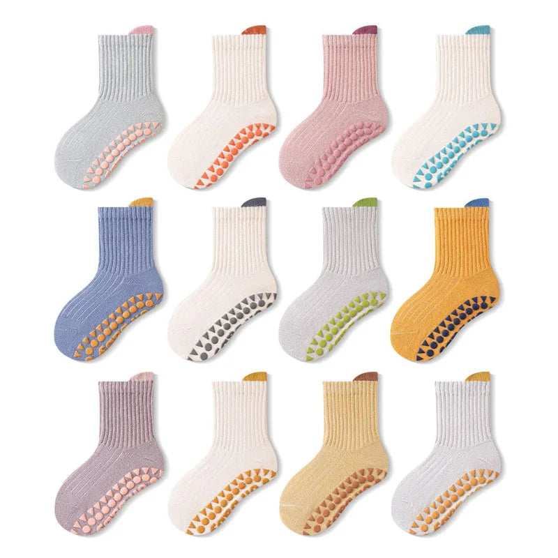 3-Pack Kids Non-Slip Breathable Cotton Floor Socks
