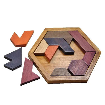 Wooden geometric shape jigsaw puzzle board