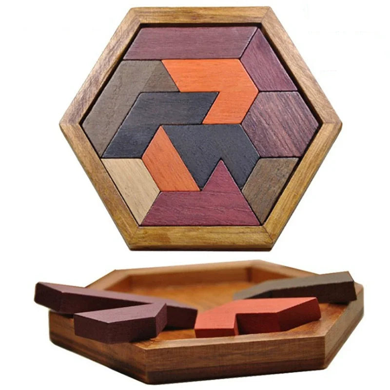 Wooden geometric shape jigsaw puzzle board, view 3