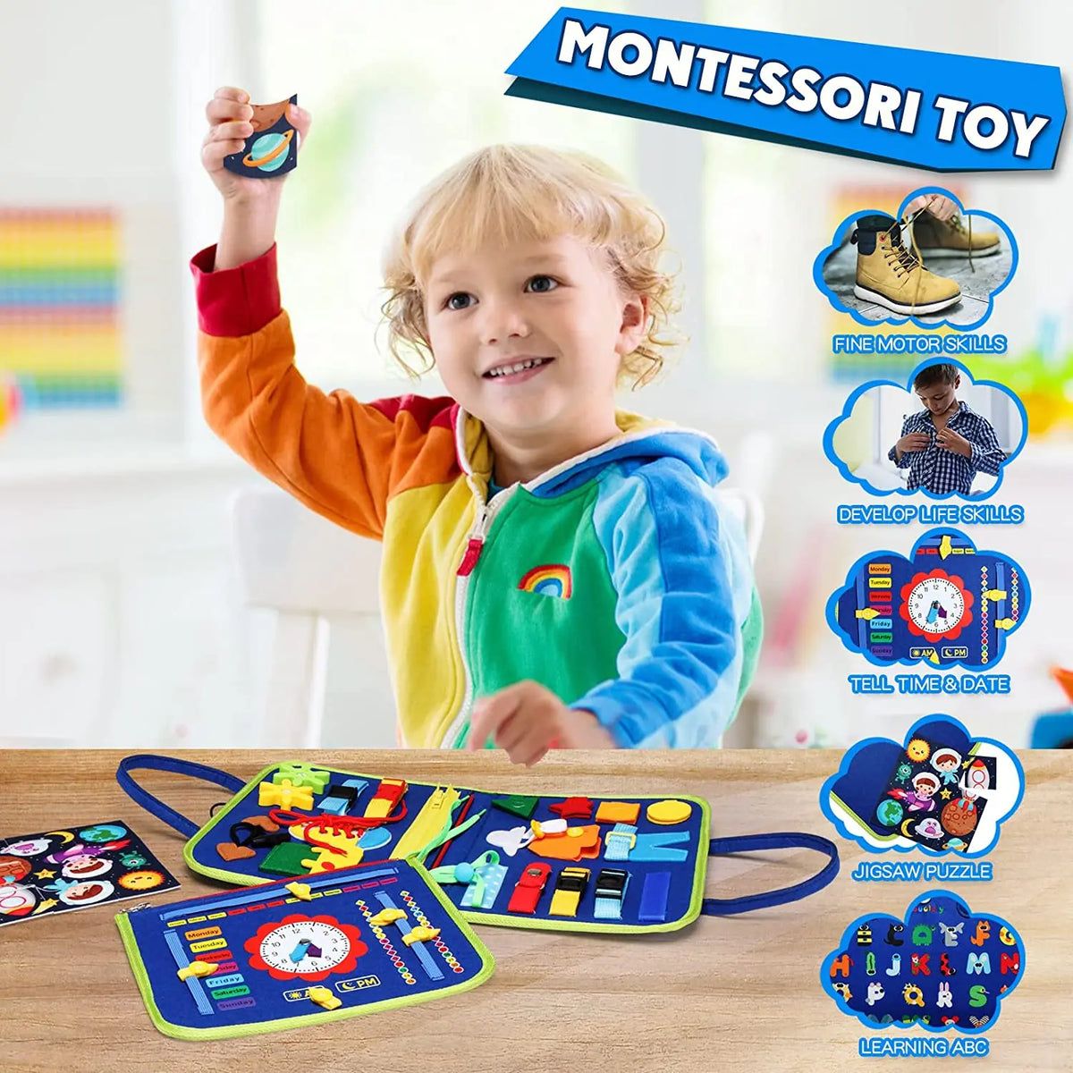 Sensory Tactile Math Developmental Education Toy Montessori Busy Board Life Skills Fine Motor Learning Activities Toys for Kids
