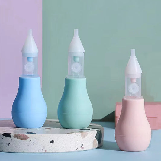 Manual baby nasal aspirator with soft silicone tip