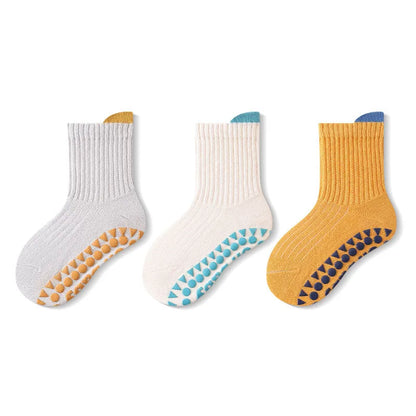 3-Pack Kids Non-Slip Breathable Cotton Floor Socks